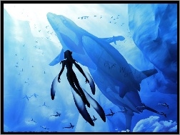zwierzęta, pod wodą, Blue Submarine, postacie
